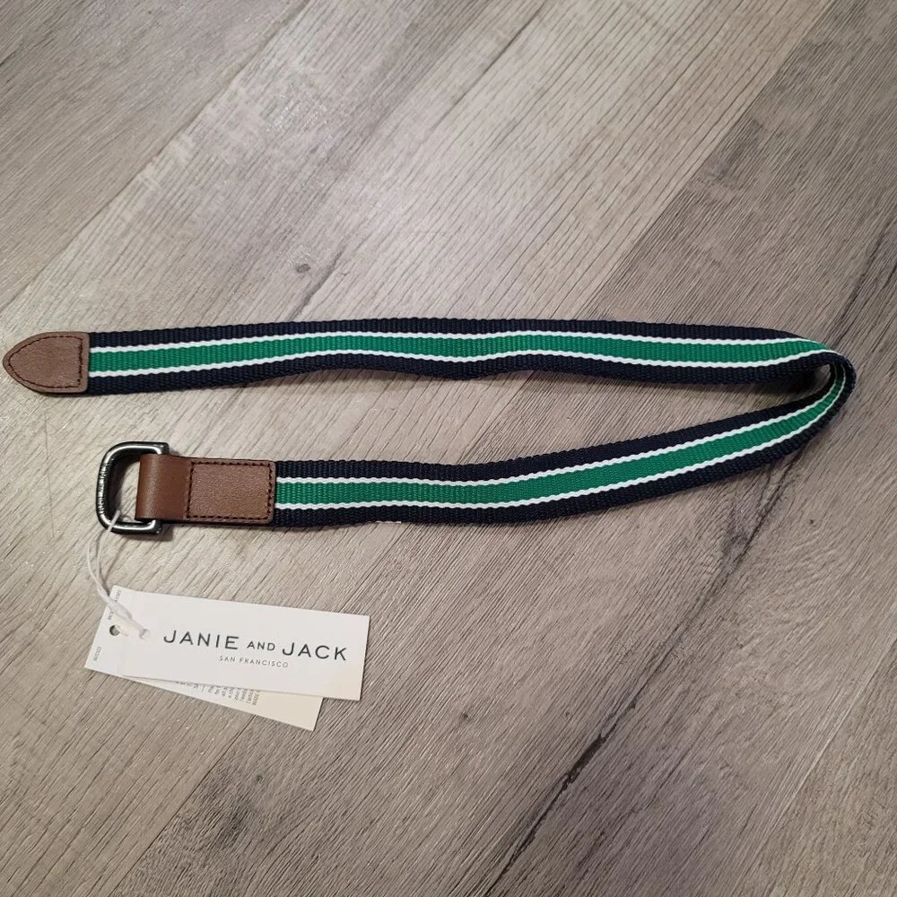 Janie and Jack NWT striped blue and green boys belt size 2t-3